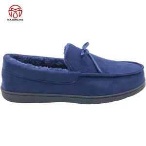 Chinelos de camurça sintética totalmente personalizados OEM para homens mocassins planos mocassins para casa quarto chinelos internos femininos