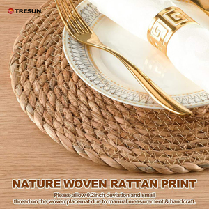Woven <b>Placemats</b> <b>Round</b> Rattan <b>Placemats</b> Set Natural Wicker Chargers for Dinner Plates, Heat Resistant Easy to Clean, and - Product Image 6