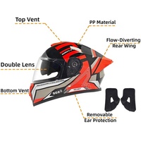 Casque de moto intégral en vente chaude, double visière HD, ventilation efficace pour le confort de la moto, doublure en coton, protection de la tête