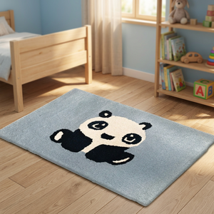 Tapis de bain rectangulaire à imprimé panda mignon, tissé à la main, antidérapant, pour salle de bain et décoration intérieure - Product Image 2