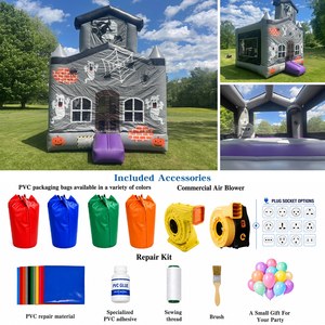 Casa Gonfiabile per Bambini a Tema Halloween con Scivolo Viola, Fantasma, Zucca, Ragno e Strega per le Festività - Product Image 2