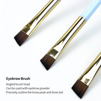 Pinceau professionnel double tête pour eye-liner et sourcils, poils synthétiques, manche en plastique, type brosse à dents, pour maquillage des sourcils