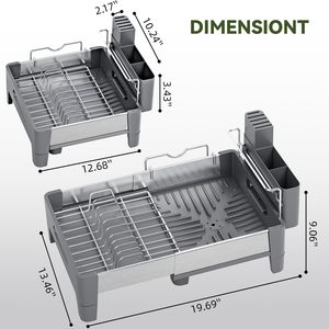 5-in-1 Stainless Steel Extendable Over the Sink Organizer Kitchen Plate <b>Rack</b> Dish <b>Drying</b> <b>Rack</b> - Product Image 3