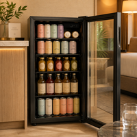 Mini-réfrigérateur à compresseur avec porte en verre 90L 4-16 ℃   Réfrigérateur à boissons R600a avec serrure et éclairage intérieur pour hôtel, bar, bureau