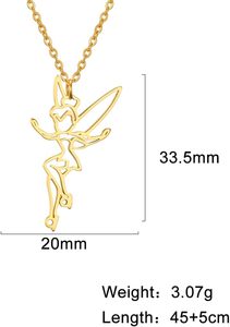 Exquisito collar de princesa Wendy <span class=keywords><strong>Tinkerbell</strong></span>, gargantilla de Ballet de bailarina mágica, joyería de acero inoxidable de moda para niñas, chapado en oro - Product Image 6