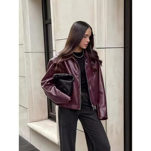 Manteau long et ample <span class=keywords><strong>en</strong></span> polyester de style moto Veste transfrontalière décontractée <span class=keywords><strong>pour</strong></span> femmes automne hiver nouvelle mode - Product Image 4