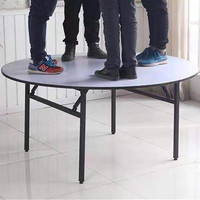 Table de restaurant pliante moderne et durable en contreplaqué, design en fer, pour hôtels, salles de banquet, repas en plein air
