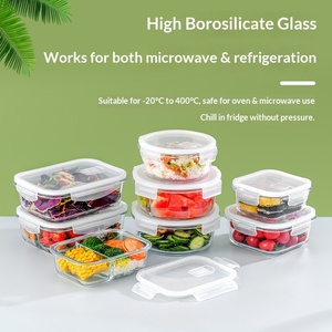Ensemble de préparation de repas en verre pour étudiants, compatible micro-ondes, anti-fuite, triple compartiment, passe au lave-vaisselle, pour l'école, le bureau, le campus - Product Image 2