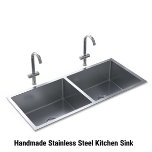 Évier de cuisine en acier inoxydable à double bac, rectangulaire, à encastrer sous le plan, design moderne, facile à nettoyer, surface polie - Product Image 1