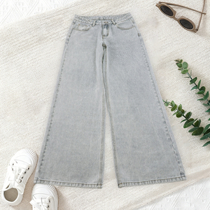 Jeans de Cintura Alta y Pierna Ancha, Lavado Azul Claro, Pantalones de Pierna Recta y Corte Holgado - Product Image 6