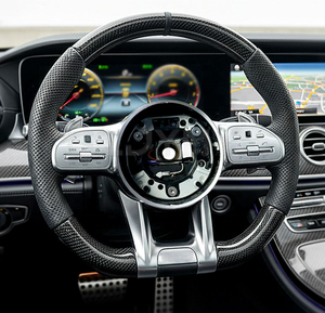 Volant 809 pour Mercedes-Benz C <span class=keywords><strong>E</strong></span> S GLC GLE GLS W205 W213 W222 X253 W166 W167 GLE300 en fibre de carbone et cuir perforé - Product Image 2