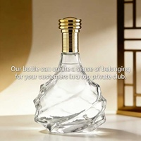 Bouteille en verre plat de luxe en cristal de flint de 750 ml avec bouchon en liège et impression sérigraphiée pour whisky et brandy – Vente en gros
