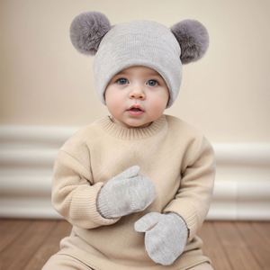 Child Cute Beanies <b>Hat</b> <b>Set</b> Baby Kids Solid <b>Hat</b> <b>Gloves</b> Winter Warm Suit <b>Set</b> for Toddler Boy Girl - Product Image 3