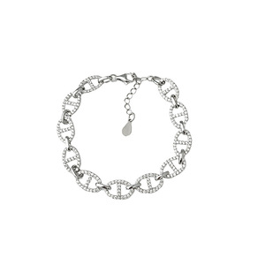 S925 Sterling Silver Diamond Pig Nose <b>Bracelet</b> For Women <b>Adjustable</b> Chain Link Jewelry Everyday Wear - Product Image 5