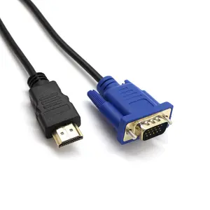 Câble HDMI vers VGA 1080p 1.5M plaqué or Câble convertisseur HDMI mâle vers VGA 15 broches mâle HDMI vers VGA