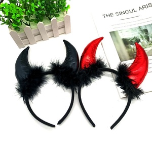 Diadema de <span class=keywords><strong>Cuernos</strong></span> de <span class=keywords><strong>Diablo</strong></span> Peluda para Halloween, Accesorio de Disfraz de <span class=keywords><strong>Diablo</strong></span> para Mujeres y Niñas, Diadema para Fiesta de Cosplay - Product Image 4