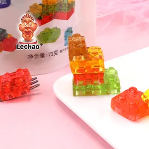 Usine directe de Chine blocs de construction en forme de bloc empilables à saveur de jus de fruit halal 3D bonbons à la gelée gommeux