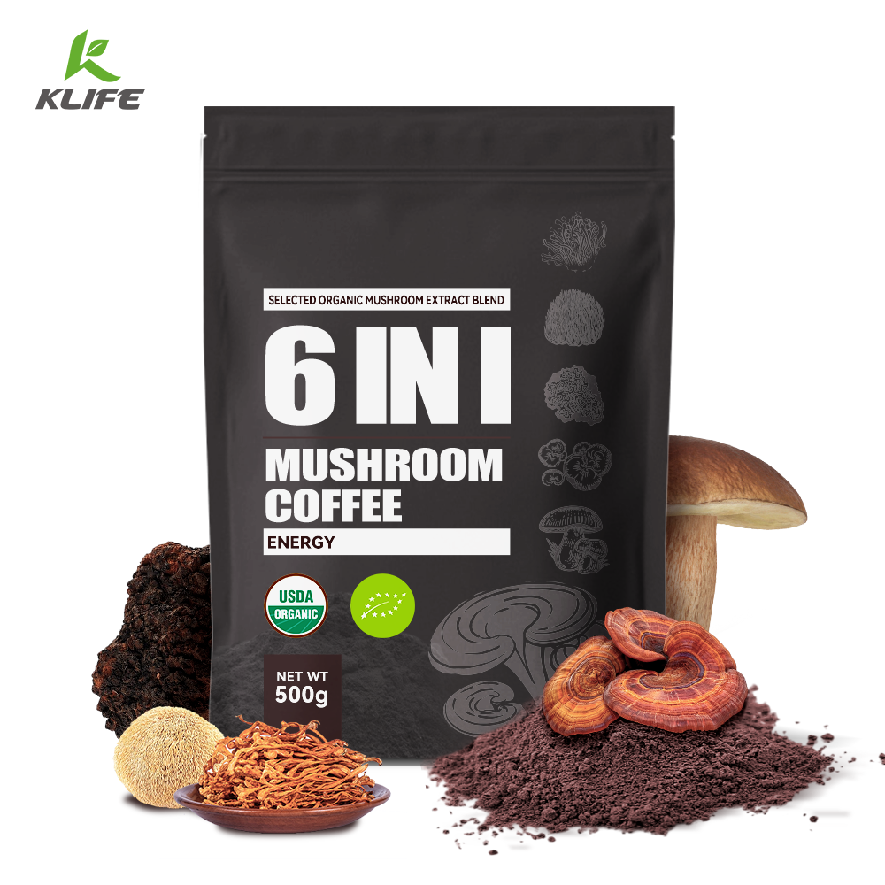 Klife, упаковка с собственной торговой маркой, 6 в 1, 12 в 1, экстракт органических грибов, порошок, грибной кофе