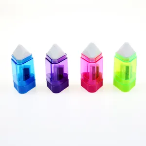 Farbenpraktischer manueller Bleistiftauslöser mit weißer Löschfläche Großhandel multifunktions-Einzelloch-Bleistiftauslöser aus Kunststoff