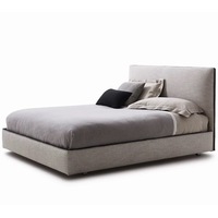 Italienisches Modernes Minimalistisches Komfortables Möbelstück Holz-Queensize-Bettgestell Schönes Stoffbezogenes Kingsize-Bett für Schlafzimmer
