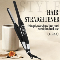 Lisseur de cheveux 2-en-1 avec logo personnalisé, revêtement céramique, version étroite, écran LCD, chauffe rapide en 30 secondes, anti-brûlure