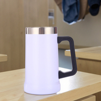 Tasse à bière 24oz Grip Original en acier inoxydable tasse de bière sous vide avec poignée et couvercle gobelet logo personnalisé Vente en gros