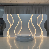 Décor de scène en fer avec éclairage LED ondulé pour mariage, plateforme ronde moderne et romantique, intérieur/extérieur