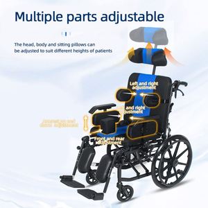 Fauteuil roulant pliable pour enfant, entièrement inclinable, design léger en métal, adapté à la réadaptation des enfants handicapés - Product Image 3