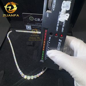 फैशन महिला उपहार गहने vvv मोइससानाइट टेनिस श्रृंखला 925 स्टर्लिंग सिल्वर हिप हॉप क्लस्टर टेनिस चेन हार - Product Image 4