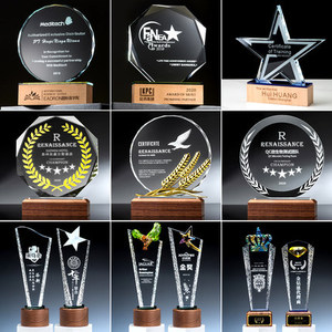 Crystal <b>Trophy</b> With Wooden Base Laser <b>Engraved</b> K9 Glass Custom Business Gift For Awards And Souvenirs - Product Image 2