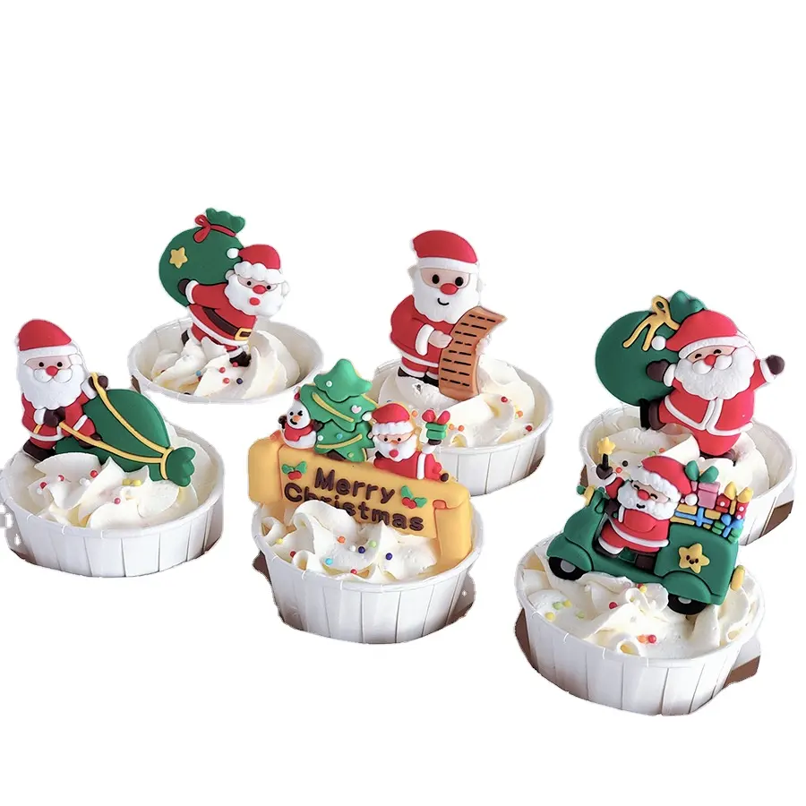 Regalos decorativos de Navidad Papá Noel Navidad Feliz Cupcake Suministros decorativos