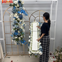 Guirlande florale artificielle SMS bleu poussière et blanc, roses en soie bleues, hortensias, orchidées pour la décoration de mariages, événements et fêtes