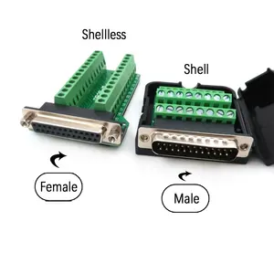 D-SUB Shell En Shelless Dubbele Rij Pin Header 25 Pin Mannelijke Vrouwelijke Soldeerloze Connector