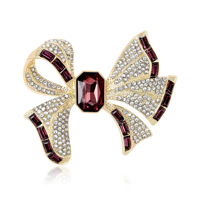Vente en gros directe usine 2 pièces Broche nœud en alliage de luxe léger et tendance 2025 micro-incrustée de strass pour cadeau de fête de fiançailles