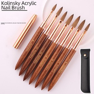 Nouvelle Brosse à Ongles en Acrylique 3D Kolinsky de Grande Taille avec Manche en Bois Naturel Couleur Or Rose pour la Peinture des Ongles - Product Image 1