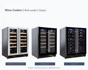 Refrigeradores de vinho embutidos com porta dupla estilo americano 118L, controle de temperatura e umidade em zona dupla