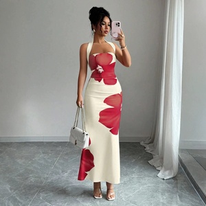<span class=keywords><strong>Abito</strong></span> <span class=keywords><strong>Lungo</strong></span> Aderente da Donna 2026 Sexy con Stampa Floreale, <span class=keywords><strong>Scollo</strong></span> all'Americana e Schiena Scoperta Personalizzabile - Product Image 2