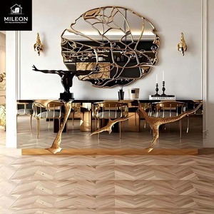 Buffet de luxe <span class=keywords><strong>miroir</strong></span> avec pieds sculptés abstraits dorés, meuble de rangement décoratif haut de gamme pour salon de villa - Product Image 1