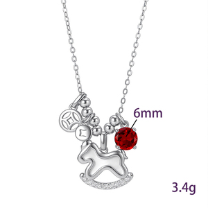 Collar Personalizado con Signo Zodiacal Caballo en Madreperla, Plata de Ley 925, Cuentas de Piedra Natural de Corte Redondo de 6mm, Joyería para Regalo - Product Image 6