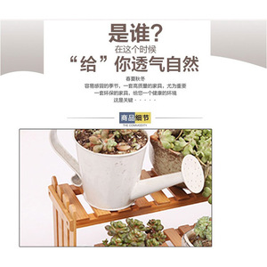 Miniature Bamboo <b>Desktop</b> Flower <b>Stand</b> 3 Floors Natural Wood Color Multi-purpose Storage Rack For Office Windowsill Plant Display - Product Image 4