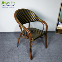 Chaise de bistrot en aluminium doré empilée française moderne de Happy Life Furniture nouveauté chaise de jardin en rotin de patio pour parc scolaire