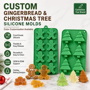 FX Reusable Eco Friendly <b>Silicone</b> Christmas Tree Gingerbread Cake Molds Holiday Party <b>Baking</b> Tools Food Grade Certified Safe OEM - Product Image 1
