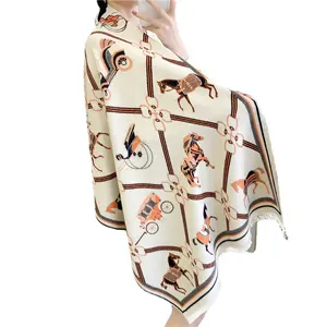Retro carriage Pashmina scarf Fashion warm scarf shawl for women Equestrian scarf