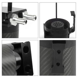 Kit de lata de captura de aceite de coche Universal de aluminio, 300ml, <span class=keywords><strong>3</strong></span>/8 "con respiradero, captura de aceite con deflector de fibra de carbono, tanque de compensación de combustible - Product Image 6