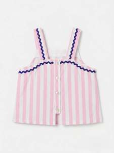 Ensemble 2 pièces pour fillettes, personnalisable OEM/ODM, avec broderie cœur et rayures, en coton, gilet sans manches et pantalon - Product Image 4