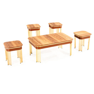 Bahar Coffee <b>Table</b> <b>Set</b> Faux Marble Top Metal Frame Modern Living Room Furniture Durable Design Turkey Origin - Product Image 3