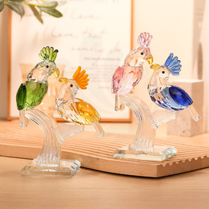 Ensemble de figurines d'oiseaux en verre cristal, décor animal coloré, décoration de la maison, collection de cadeaux, ornement - Product Image 3