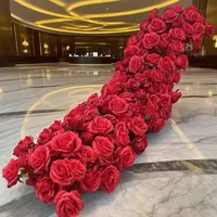 Rangkaian Bunga Mawar Sutra Buatan Tangan Warna Pink Merah Putih, Dekorasi Latar Belakang Pernikahan Mewah, Hiasan Meja Floral