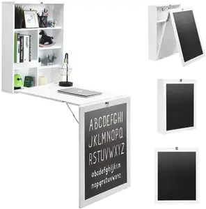 Wall Mounted Fold Out Writing Floating Computer Desk with storage