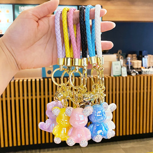 Candy Color Teddy Bear Keychain 3D Bear Doll <b>Key</b> <b>Chains</b> <b>Leather</b> Wristlet Bag Pendant Cute Teddy Bear Plastic Keychains - Product Image 2